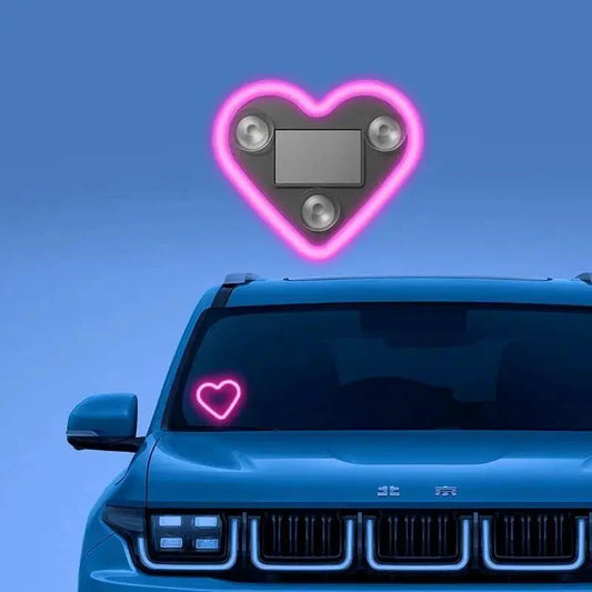 Solar Powered Wireless LED Heart Shape C Pillar Neon Light For Car Interior by superior interior and more