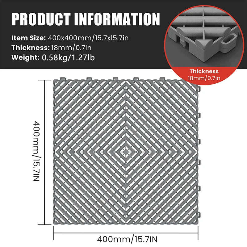 Hign-Concerned 25-Piece Garage Floor Mats Car Wash Room Tiles