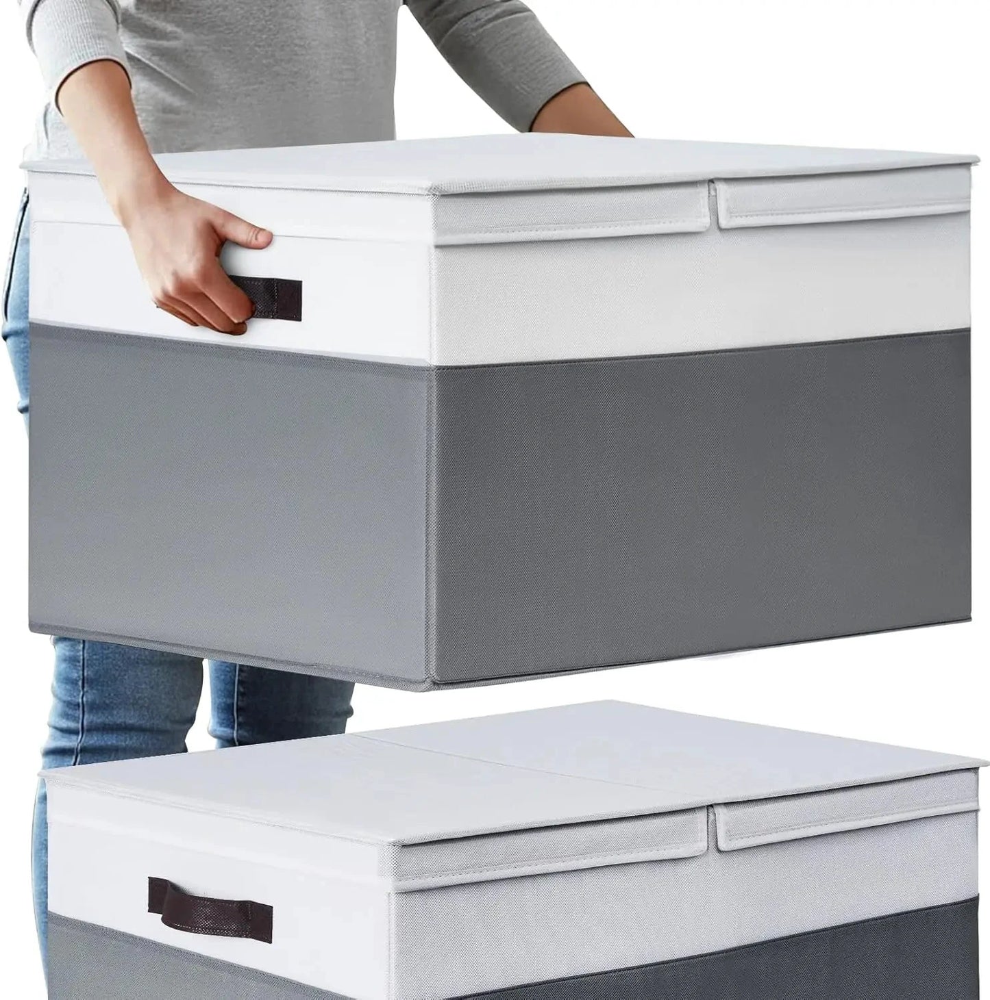 XMSJ Blanket Storage Baskets With Lids 2-Pack Closet Organizers by superior interior and more