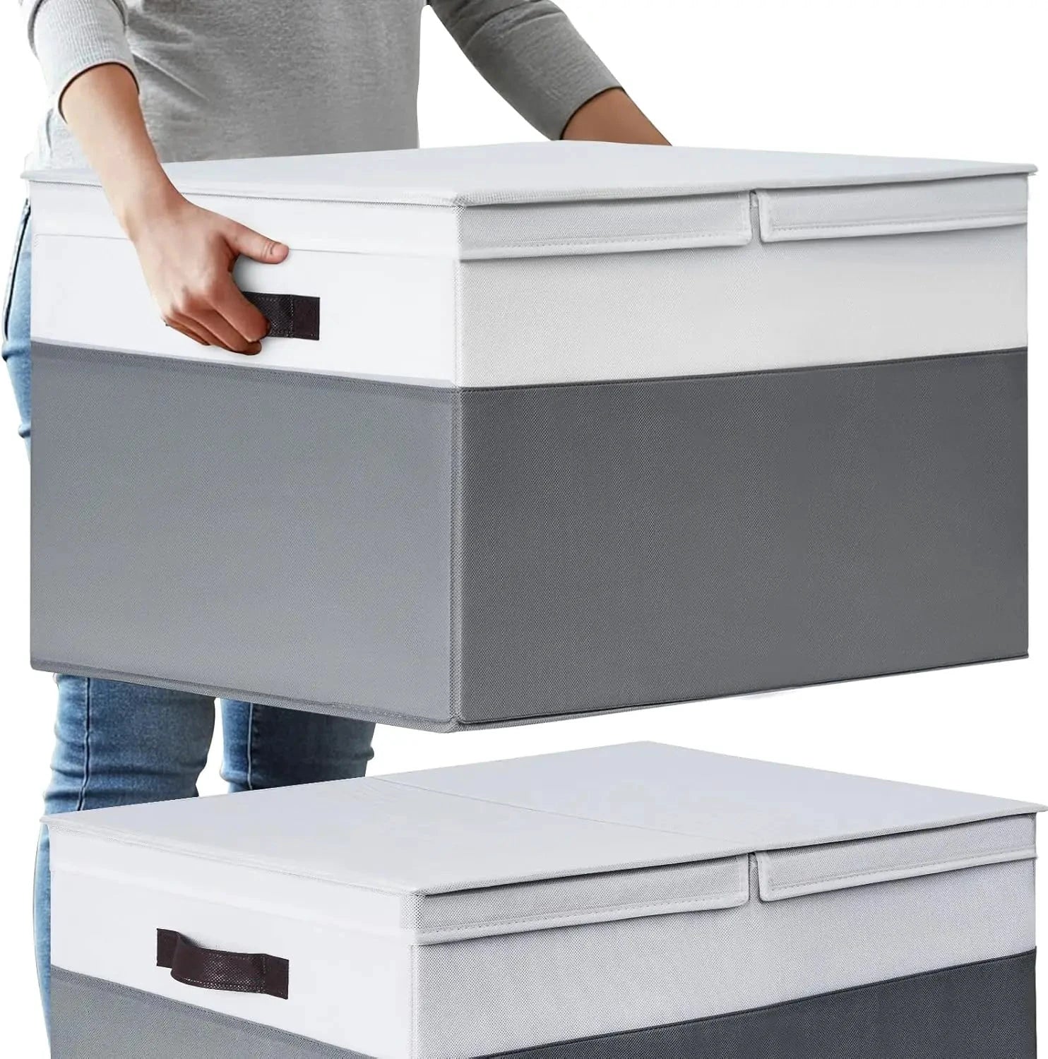 XMSJ Blanket Storage Baskets With Lids 2-Pack Closet Organizers by superior interior and more