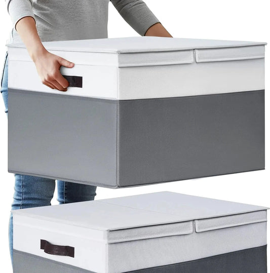 XMSJ Blanket Storage Baskets With Lids 2-Pack Closet Organizers by superior interior and more