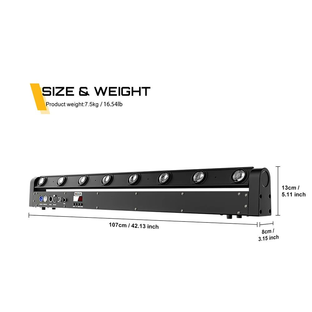 8x12W Beam Moving Head RGBW 4In1 DMX512 Stage Light