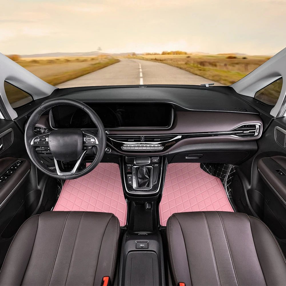 APWIKOGER PU Leather Car Mats Set Front Rear Waterproof Universal