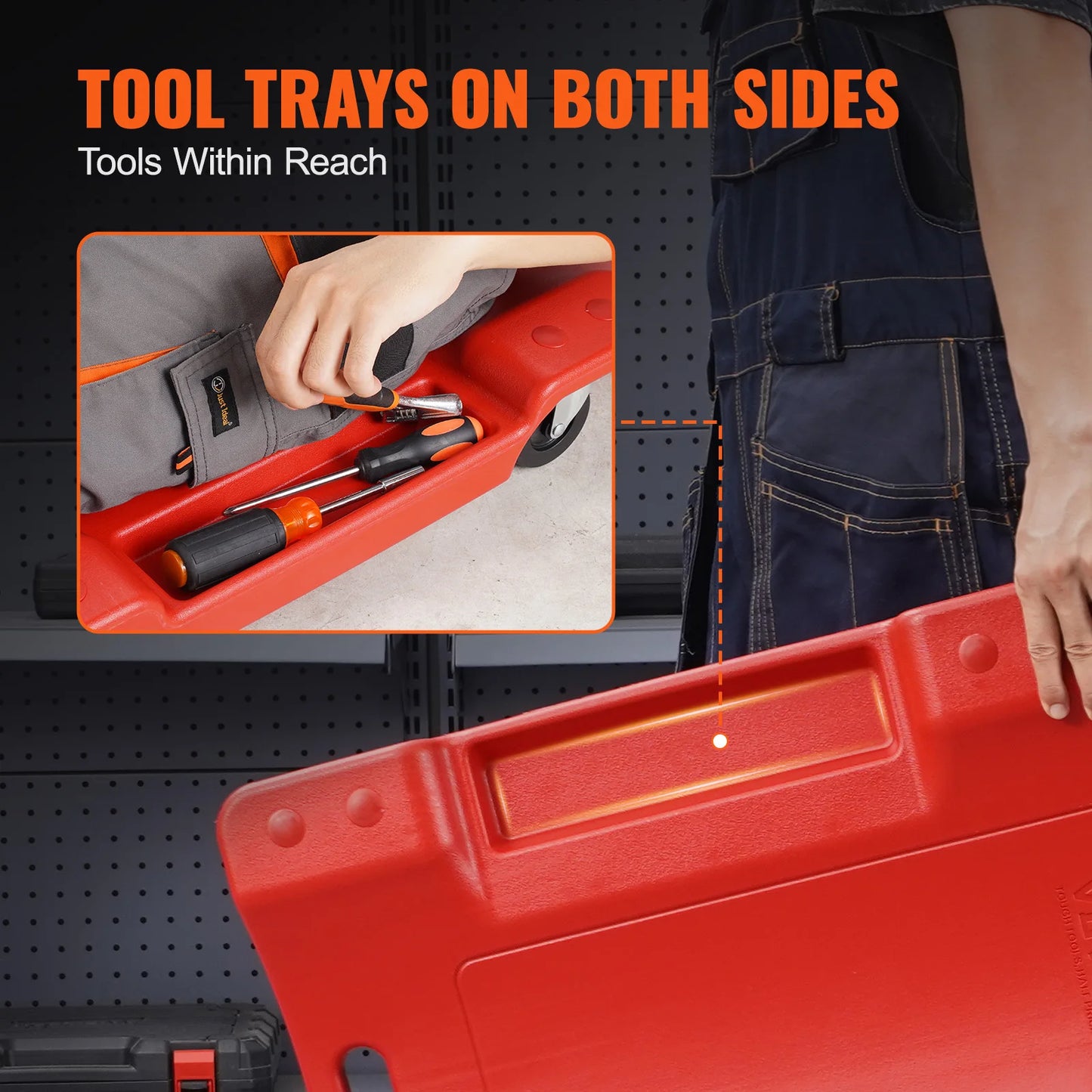 Mechanic Plastic Creeper With Tool Tray And Ergonomic HDPE Body