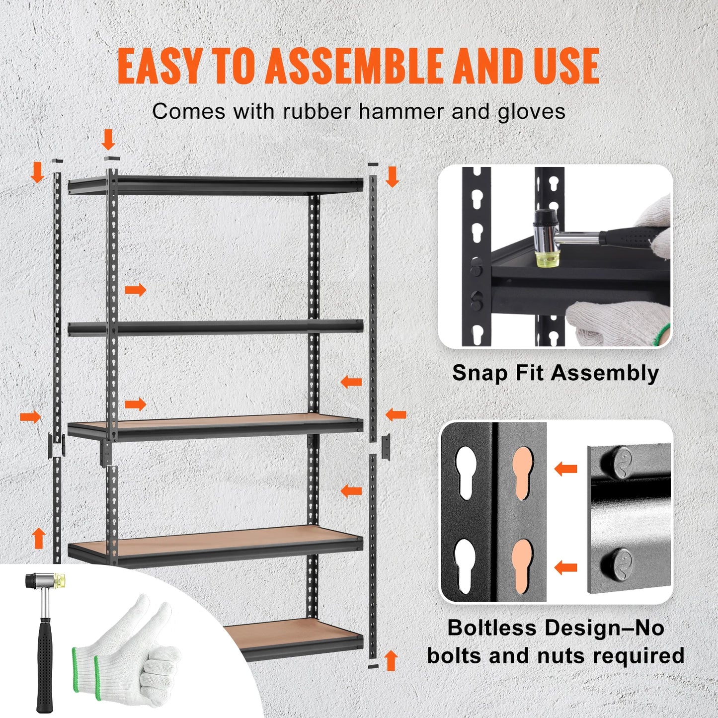 SucceBuy Five-Tier Standing Storage Shelving Unit Heavy Duty Metal Rack