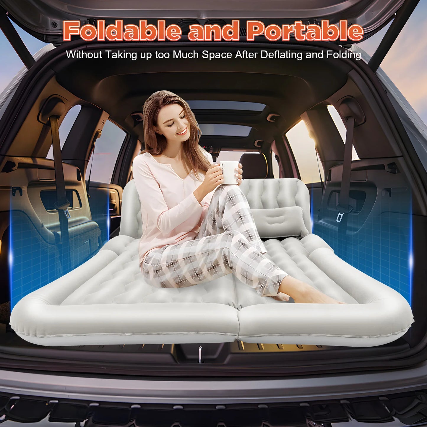 Inflatable Car Mattress For Trunk And Back Seat Travel Bed