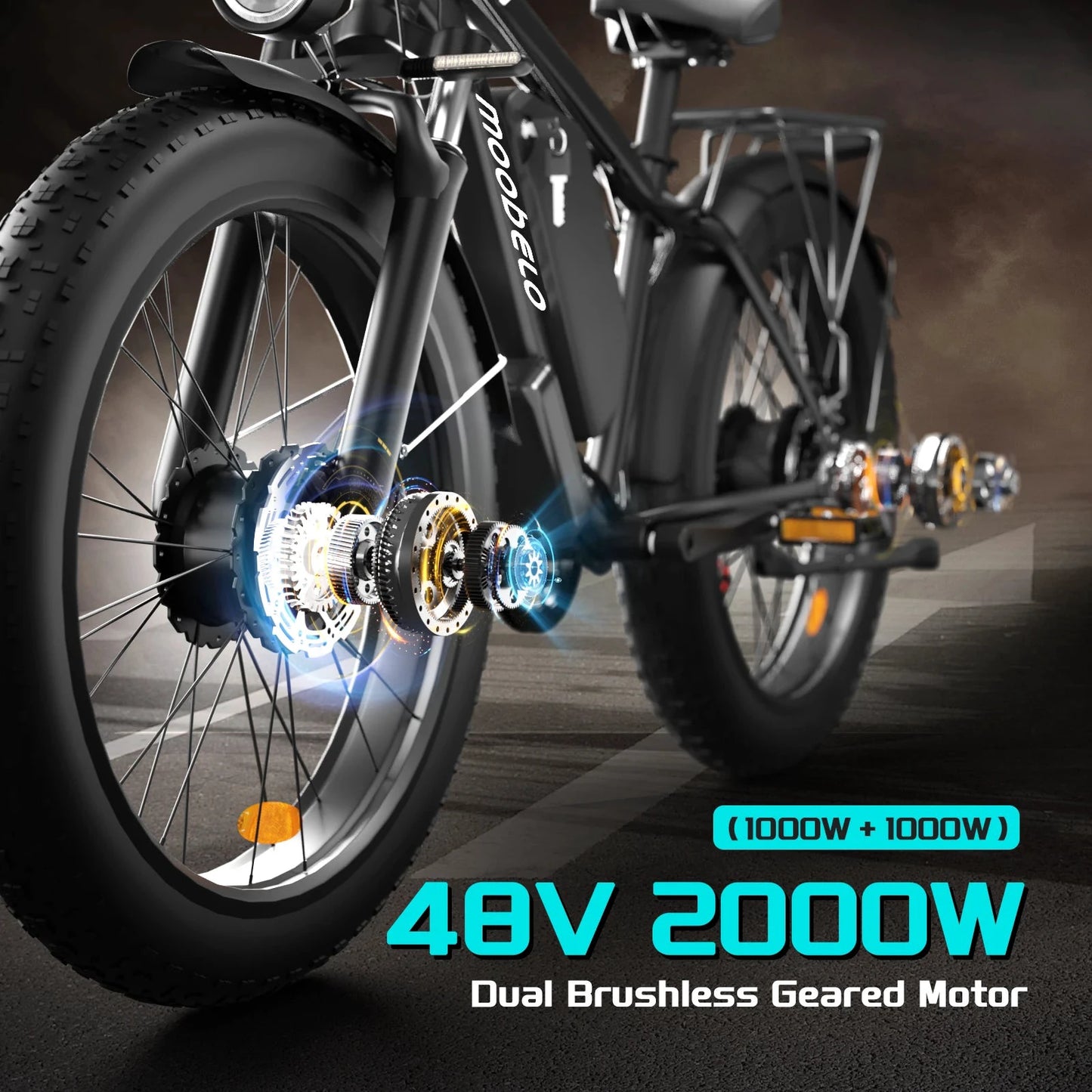 MOOBELO M1 2000W Dual Motor Ebike Fat Tires Full Suspension CE Certified by superior interior and more