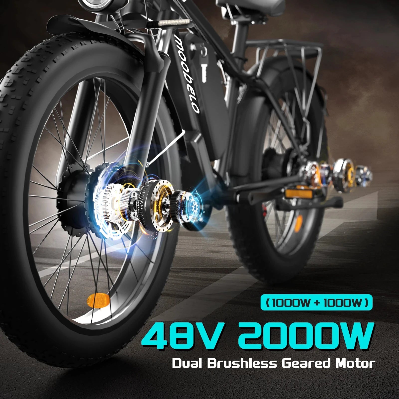 MOOBELO M1 2000W Dual Motor Ebike Fat Tires Full Suspension CE Certified by superior interior and more