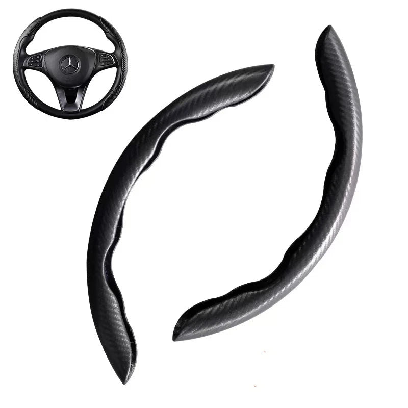 Carbon Fiber Steering Wheel Cover Anti Slip Faux Leather