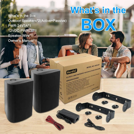 Herdio Indoor Outdoor Waterproof Bluetooth Wall Mount Speakers