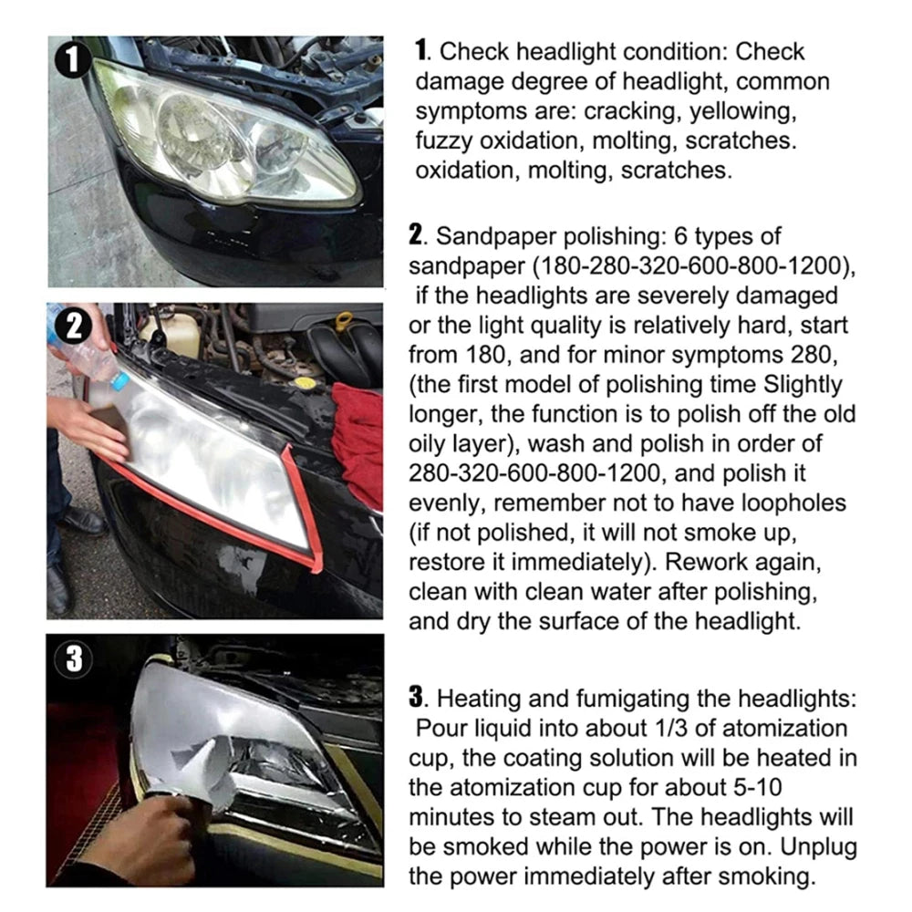 Headlight Restoration Kit For Auto Cars With Polish