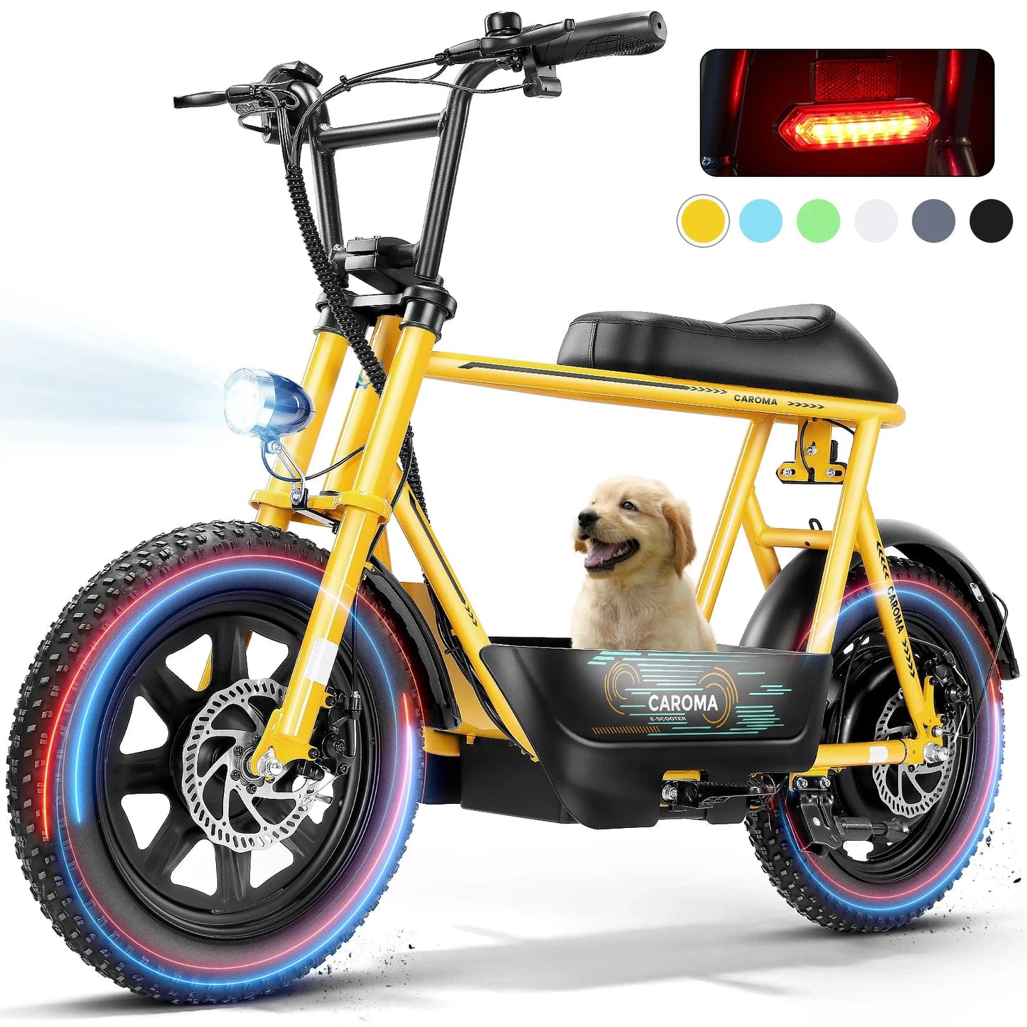 CAROMA 819W Electric Scooter With Seat All-Terrain Fat Tire by superior interior and more