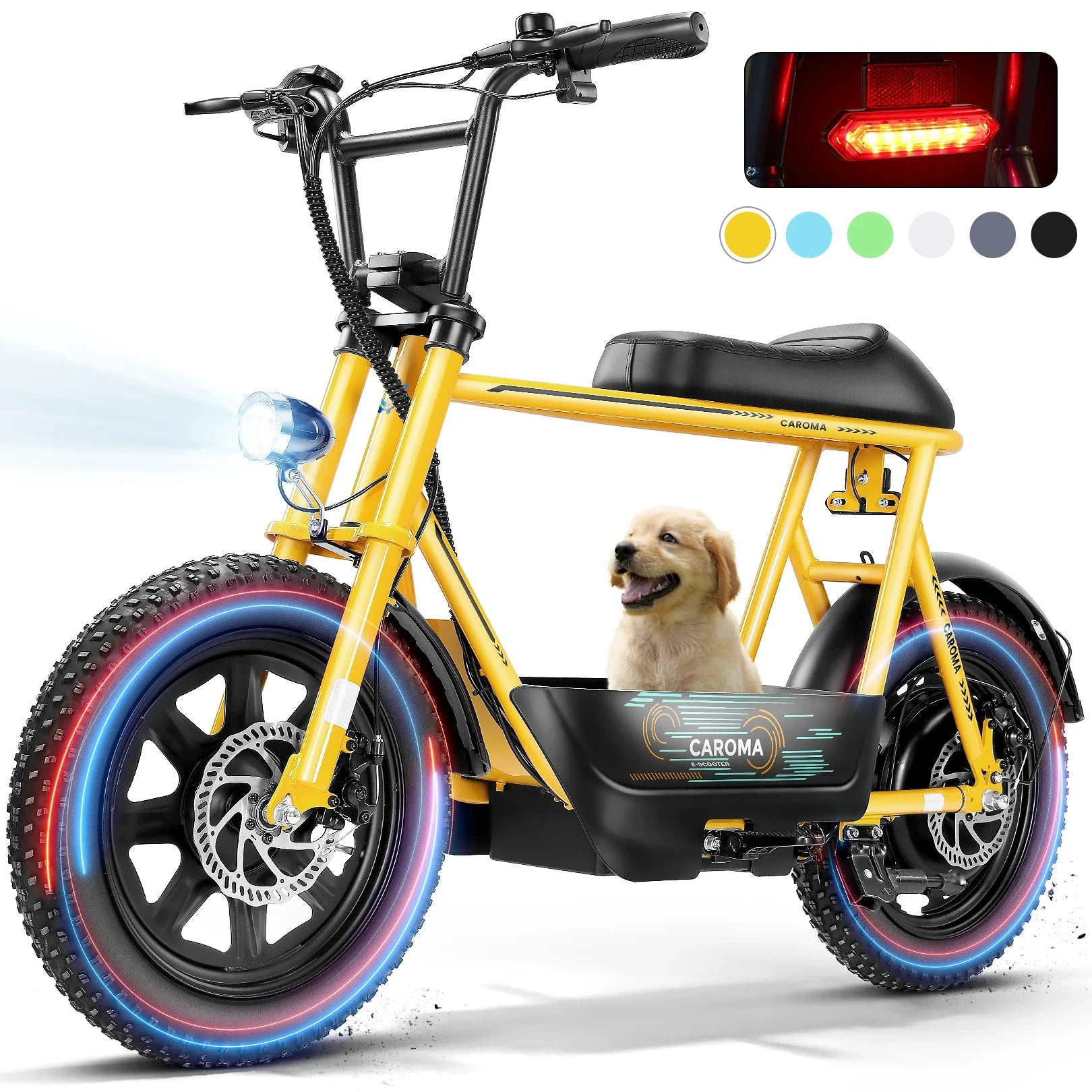 CAROMA 819W Electric Scooter With Seat All-Terrain Fat Tire by superior interior and more