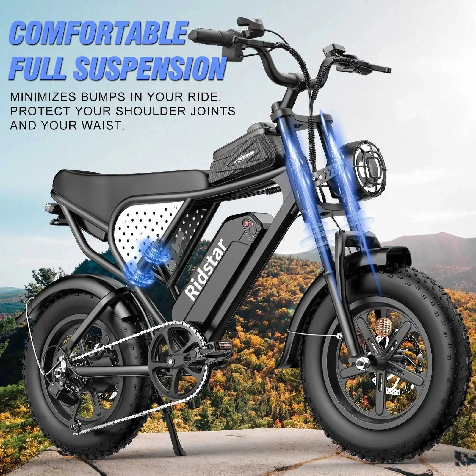 RIDSTAR Q16 Electric Mountain E Bike 1500W Peak 30MPH by superior interior and more