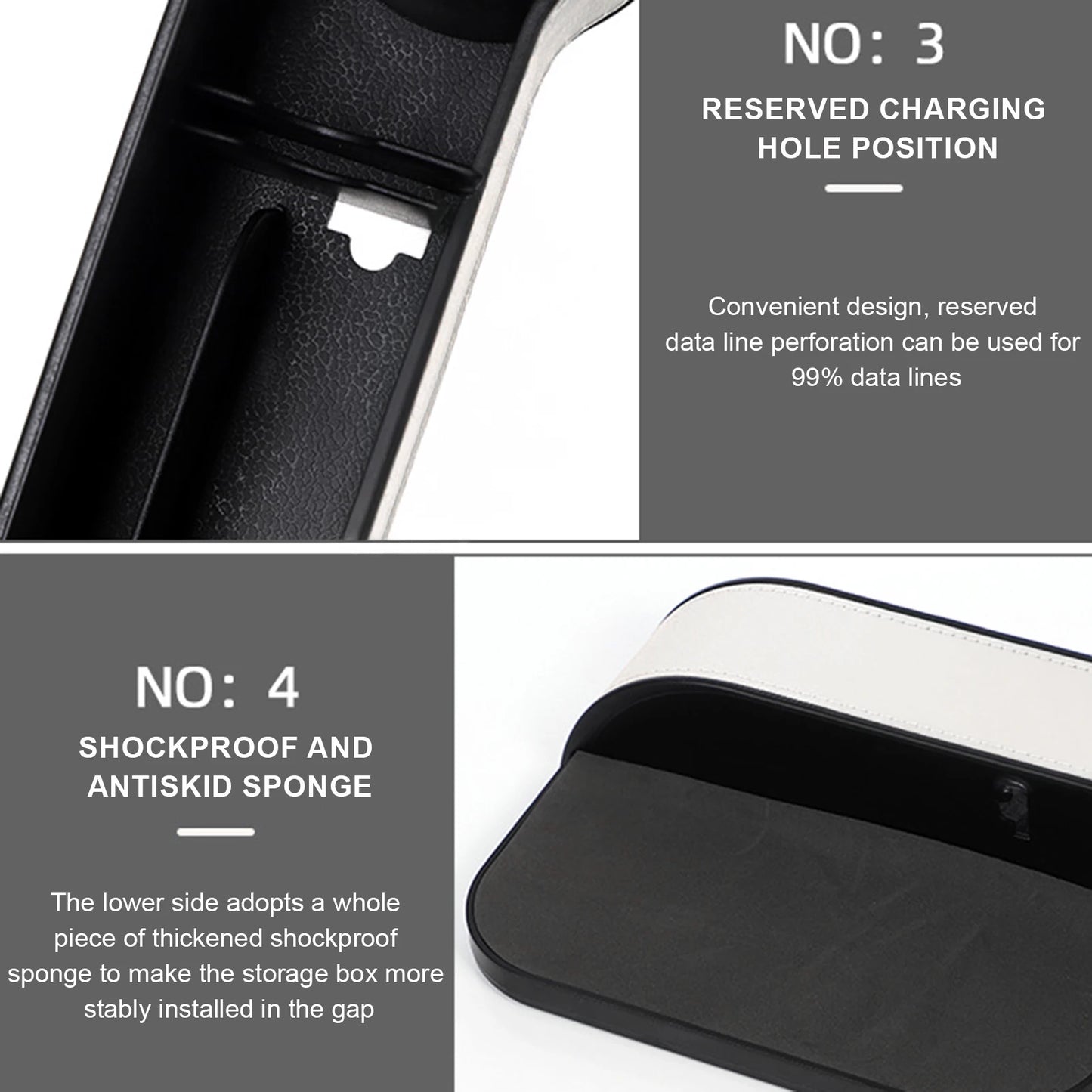 Car Seat Organizer Storage Box With Adjustable Leather Cup Holder