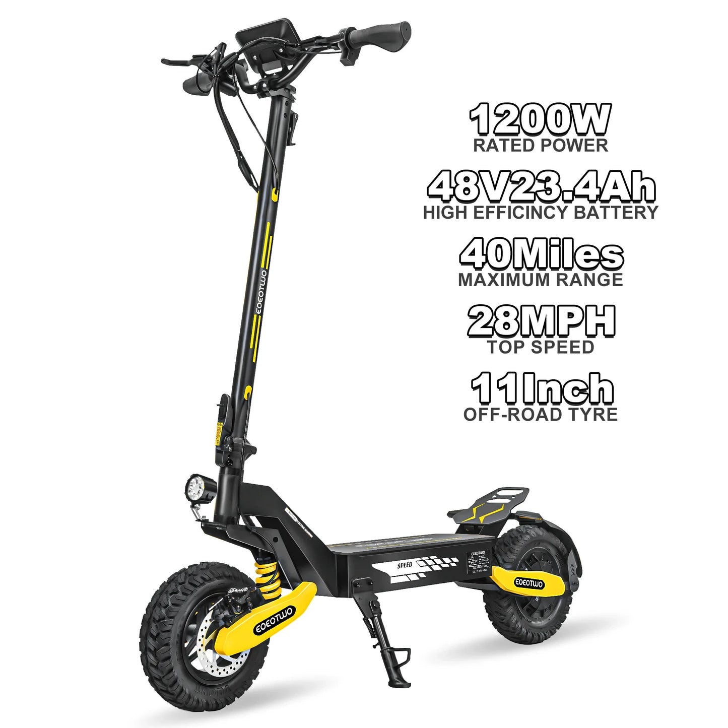 EOEOTWO GT06 Off Road Electric Scooter 1200W 30MPH Dual Suspension by superior interior and more