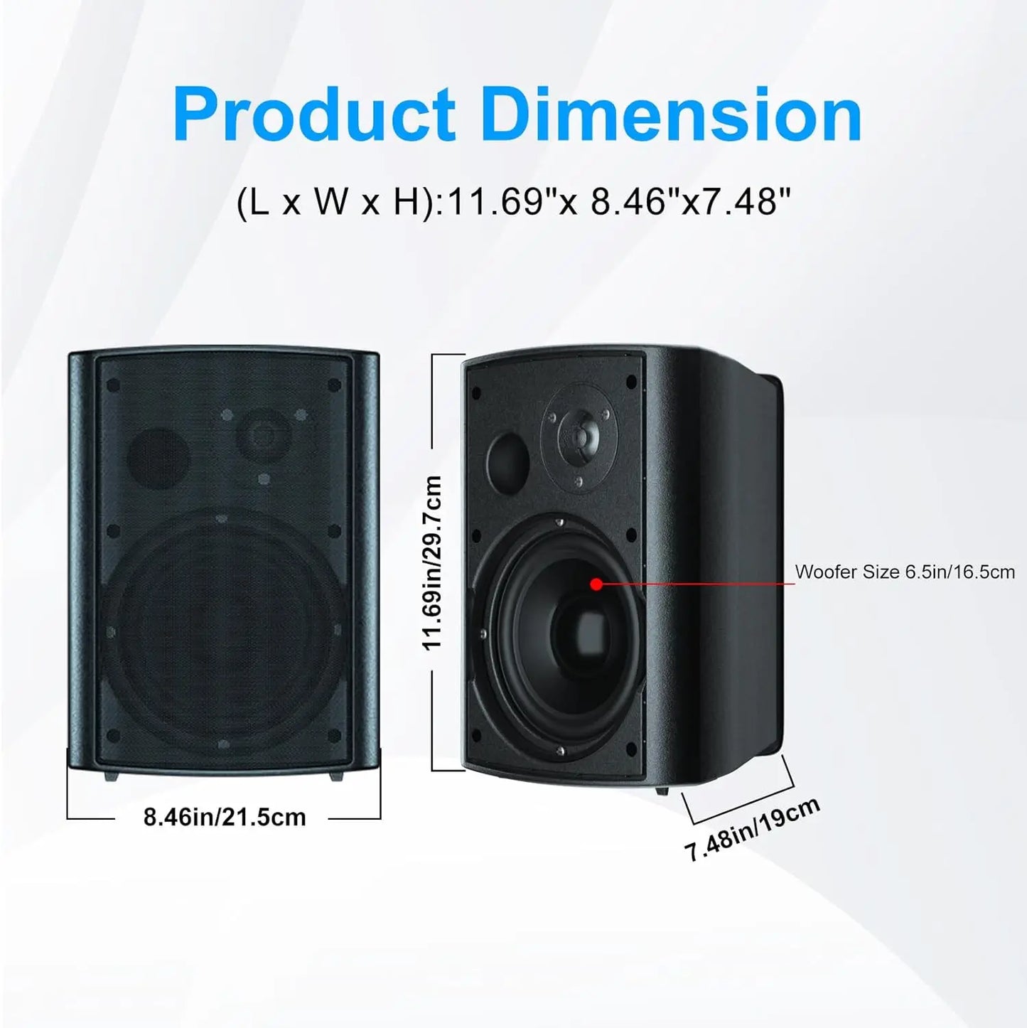 Herdio Indoor Outdoor Wall Mount Bluetooth Speakers 400W Weatherproof 2 Pack