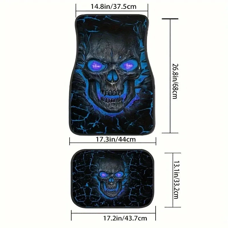 4pcs Set Of Halloween Smile Pattern Car Carpet, Four-season Vehicle Carpet, Durable Non-Slip Full Coverage Mats , Easy To Clean