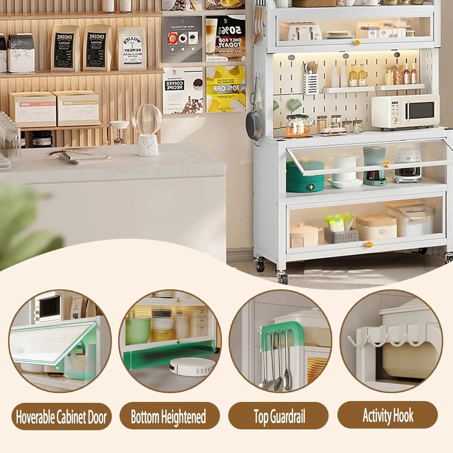 5 Tier Kitchen Bakers Rack With Flip Door Cabinet Storage by superior interior and more