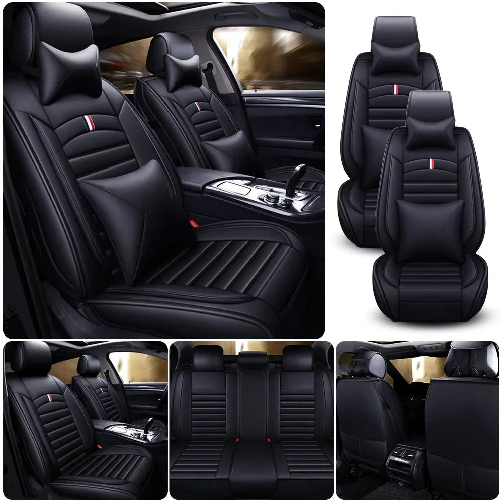 PU Leather Car Seat Covers Full Set Universal Front and Rear Four Seasons Protection by superior interior and more