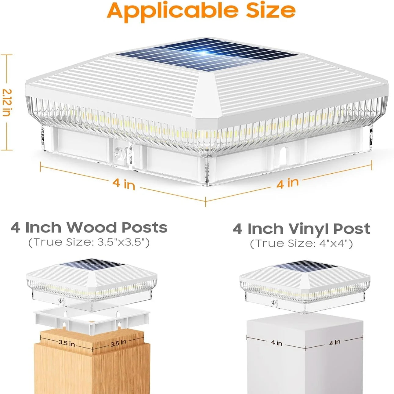 KPSTEK Solar Post Cap Lights For Wood And Vinyl Posts