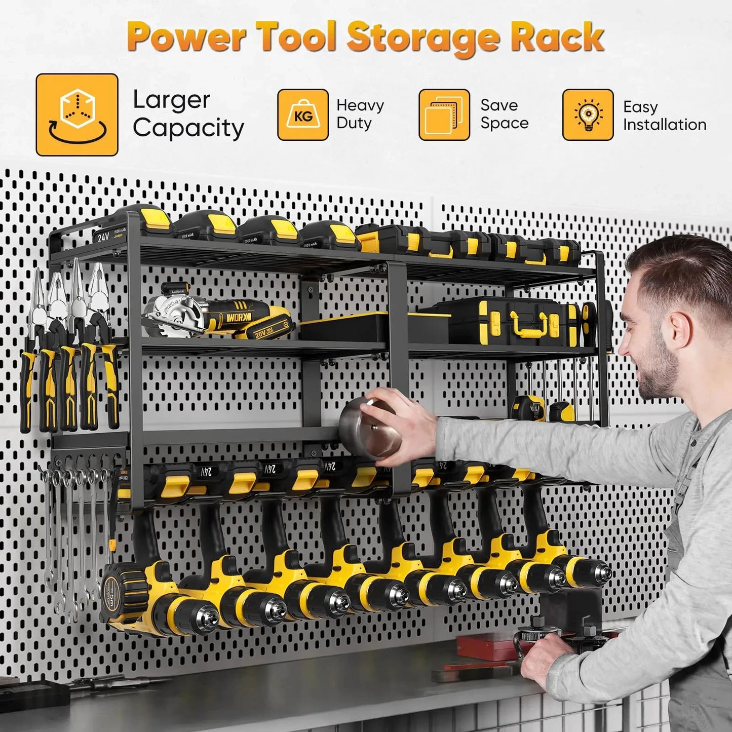Power Tool Organizer Wall Mount Extended Heavy Duty Drill Holder by superior interior and more