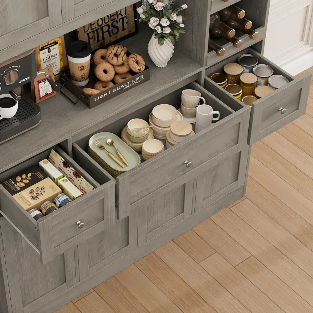 Modern Kitchen Pantry Cabinet With Wine Rack And Microwave Stand by superior interior and more
