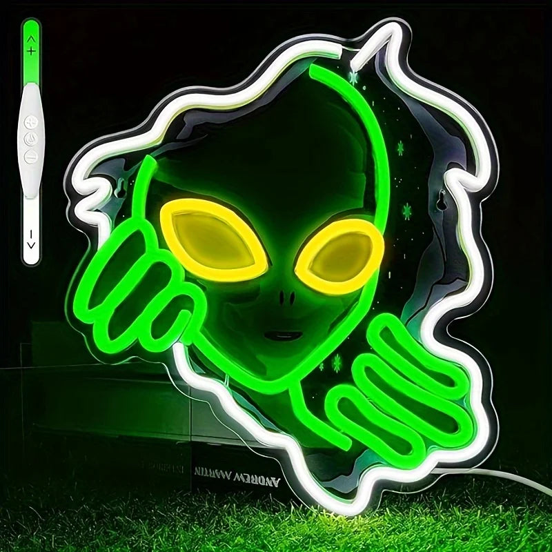 Hign-concerned Alien Neon Sign USB Powered For Game Room Bar