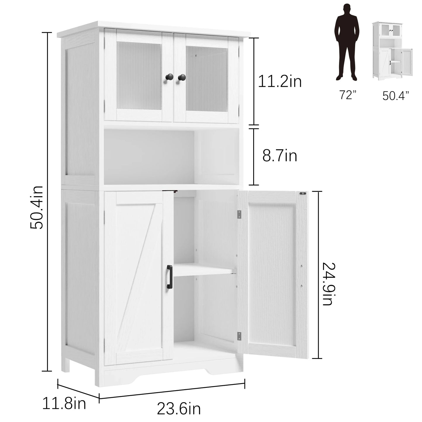 HobbyLane Free Standing Kitchen Pantry Cabinet With Four Doors And Open Space by superior interior and more