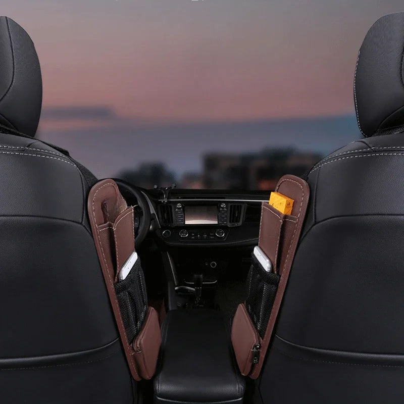 YIYUEQIANLI PU Leather Car Seat Side Organizer Mesh Pocket