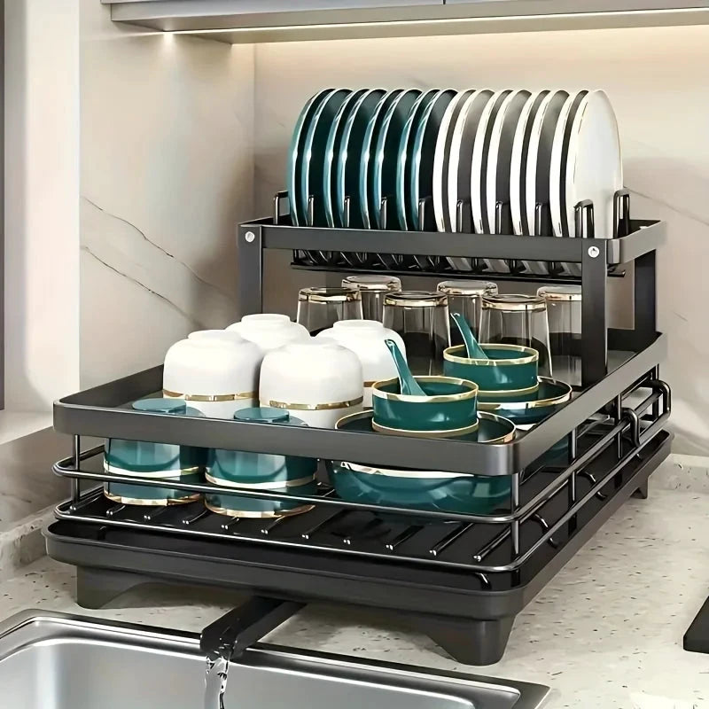 Double Tier Extendable Dish Drainer Utensil Rack System by superior interior and more