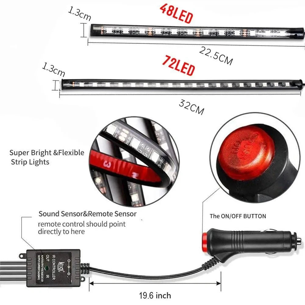 RGB Car Interior Atmosphere Lamp With Remote Voice USB by superior interior and more