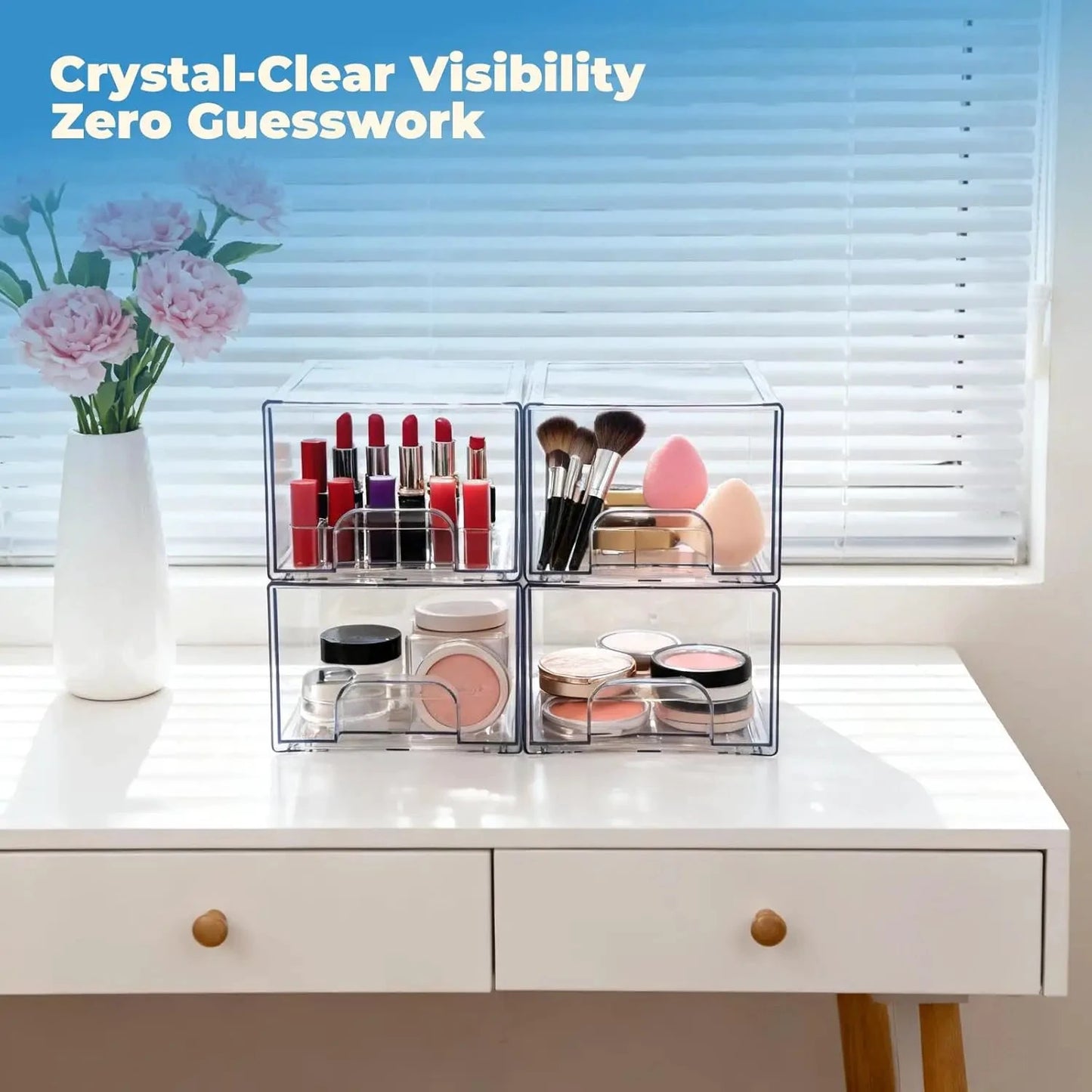 XMSJ 4 Pack Clear Acrylic Stackable Storage Drawers For Vanity by superior interior and more