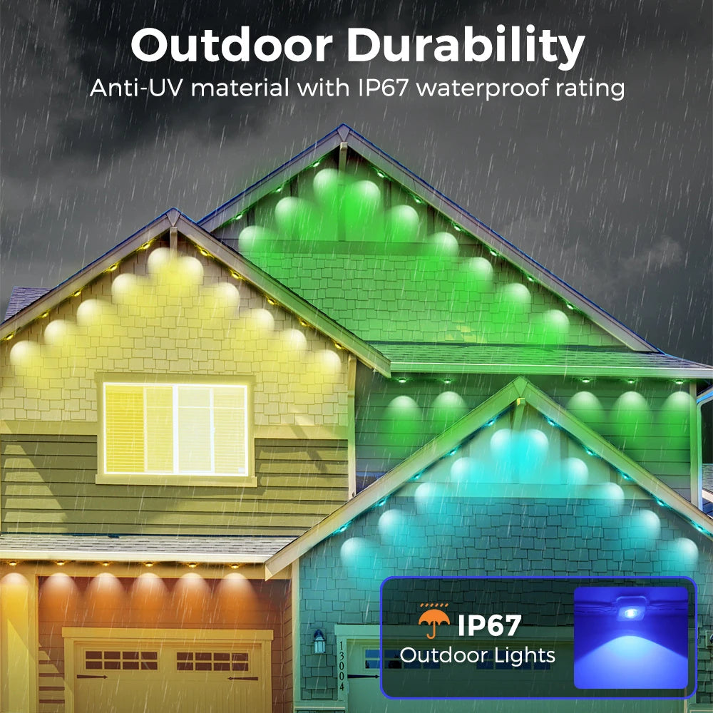 Aiopp Smart RGB Outdoor Lights IP68 Waterproof 60-LED Christmas