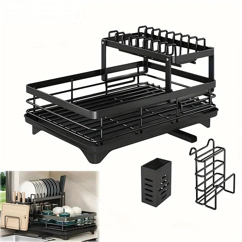 Double Tier Extendable Dish Drainer Utensil Rack System by superior interior and more