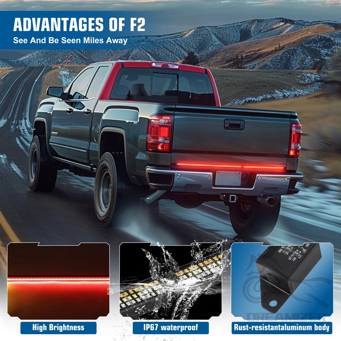Universal Tailgate LED Light Bar With Brake Turn Signal by superior interior and more