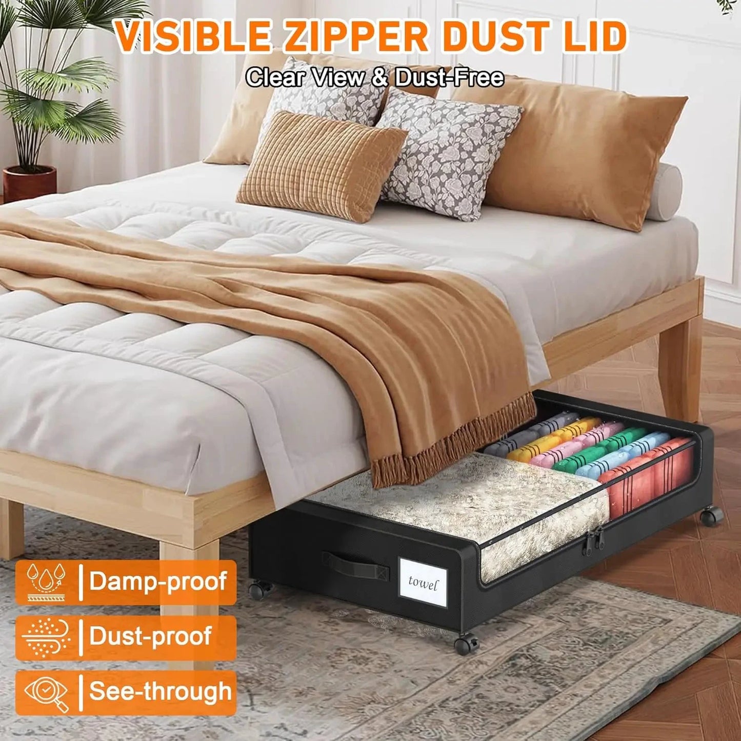 XMSJ Under Bed Storage With Wheels Two Pack Clear Lids by superior interior and more