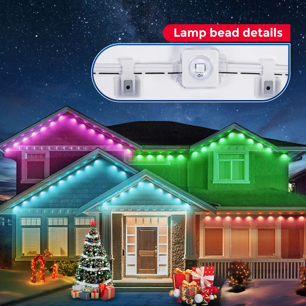 Aiopp Smart RGB Outdoor Lights IP68 Waterproof 60-LED Christmas