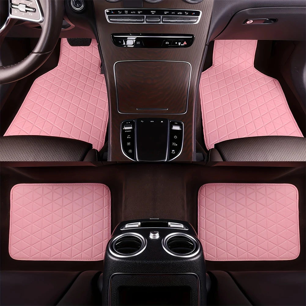APWIKOGER PU Leather Car Mats Set Front Rear Waterproof Universal