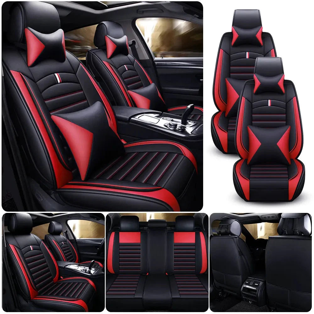 PU Leather Car Seat Covers Full Set Universal Front and Rear Four Seasons Protection by superior interior and more