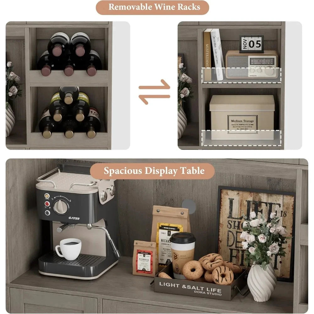 Modern Kitchen Pantry Cabinet With Wine Rack And Microwave Stand by superior interior and more