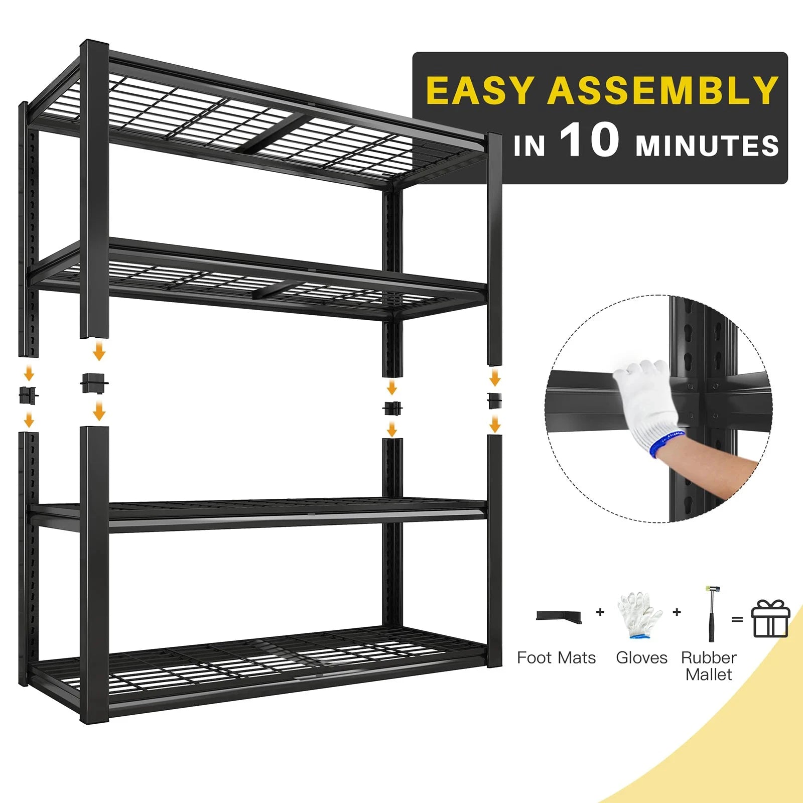Sturdy Four-Shelf Iron Garage Storage Unit for Heavy Duty Use by superior interior and more