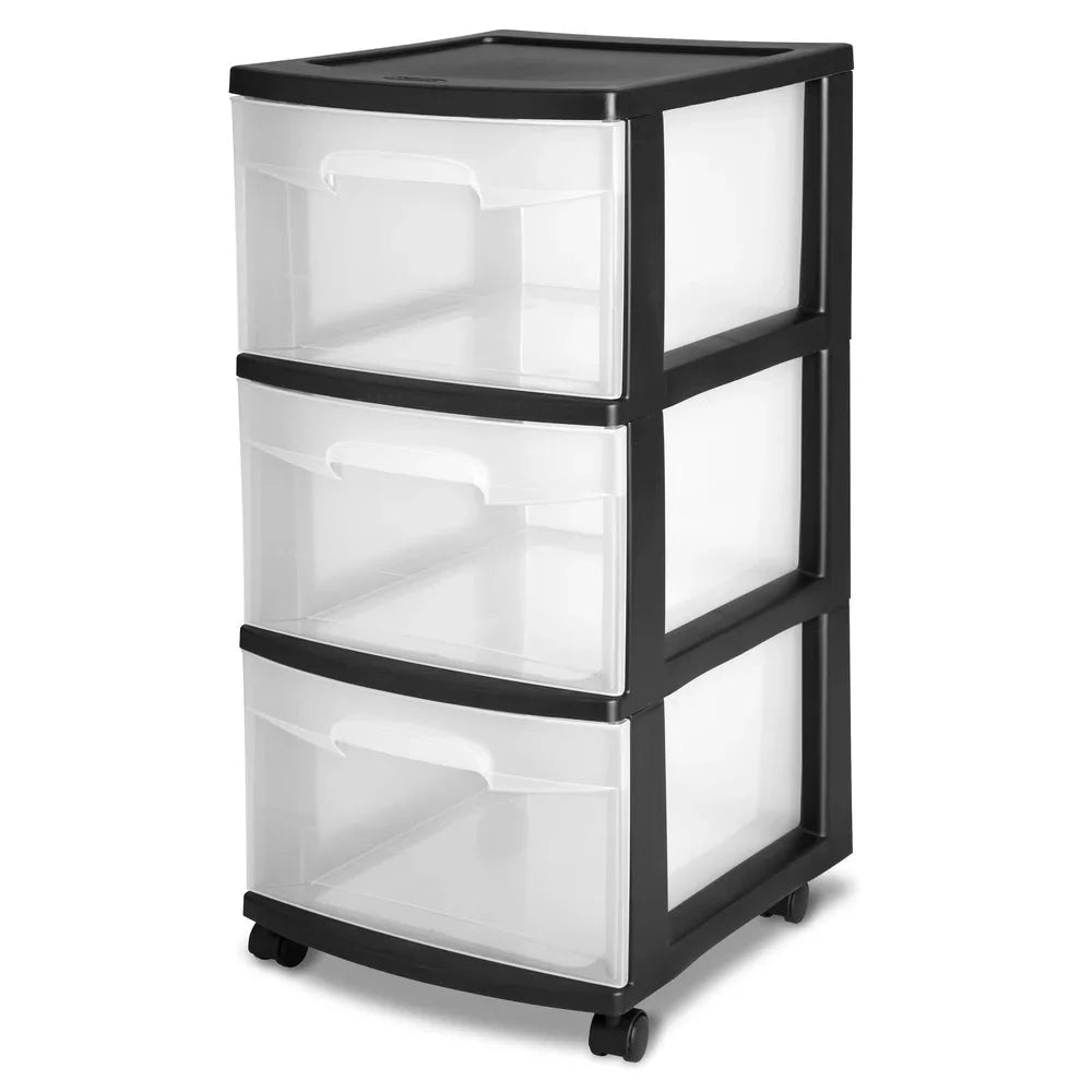 3 Drawer Plastic Storage Cart With Clear Drawers Rolling Organizer by superior interior and more
