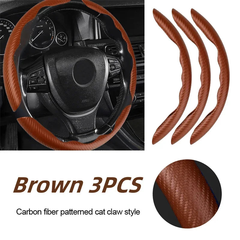 Carbon Fiber Steering Wheel Cover Anti Slip Faux Leather