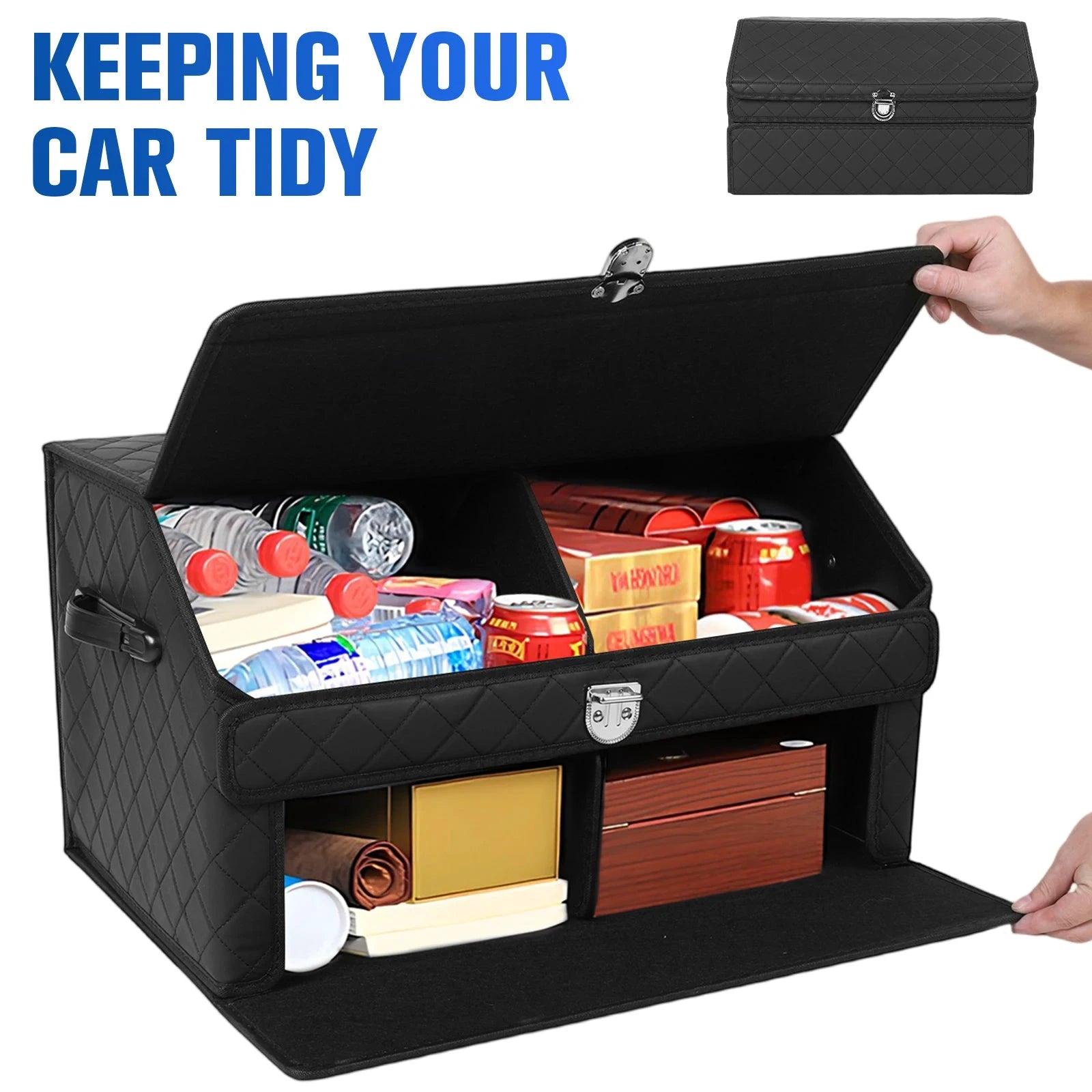 Shunmaii Double Layer Car Trunk Organizer With Collapsible Magnetic Lock by superior interior and more