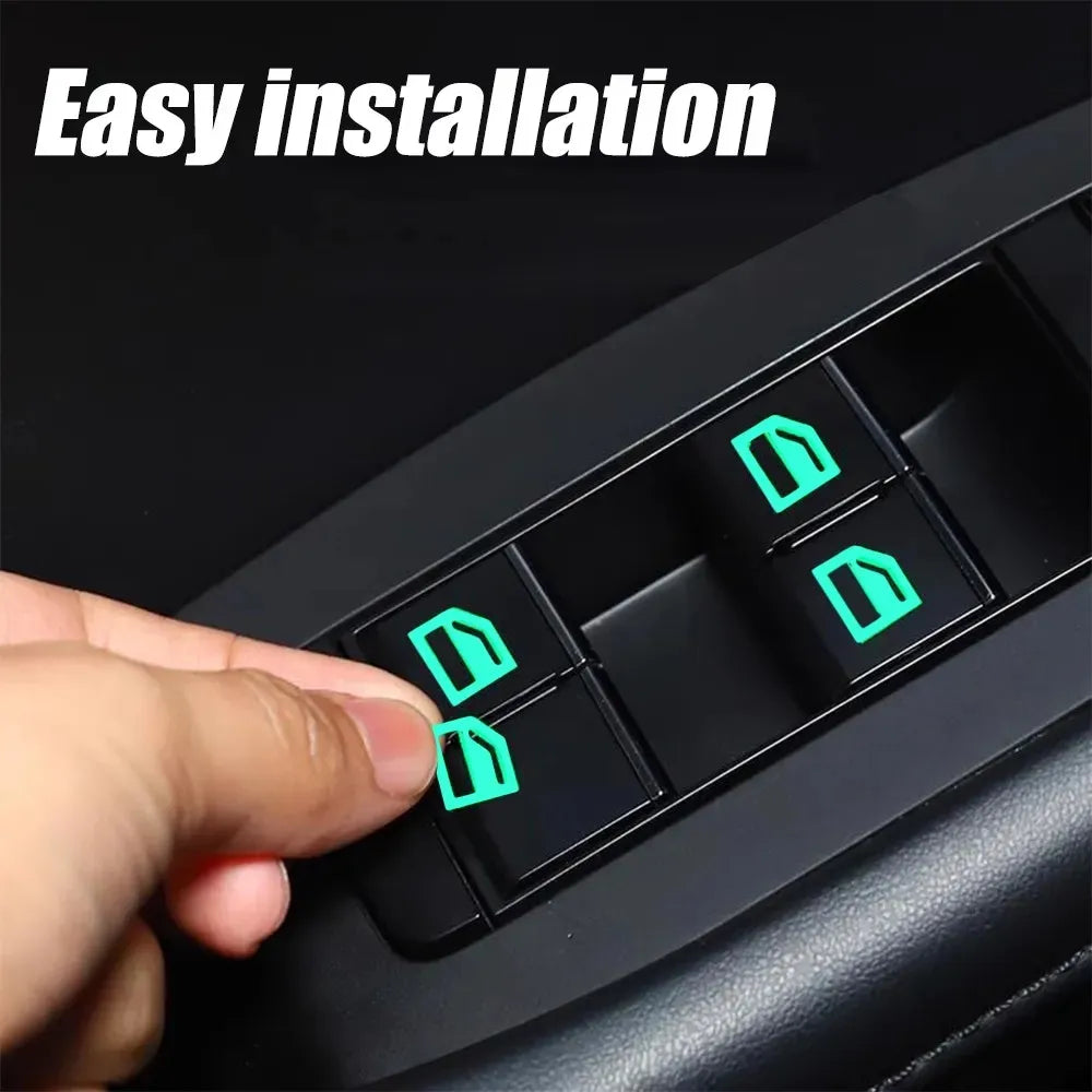 Car Door And Window Luminous Button Sticker Set Universal Fluorescent