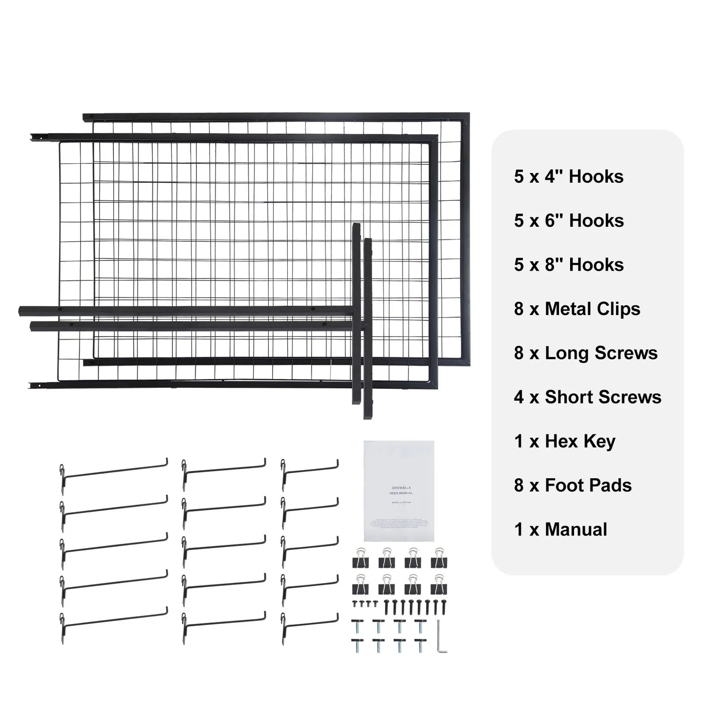 SucceBuy Grid Wall Panels Double Sided Display Racks With Hooks