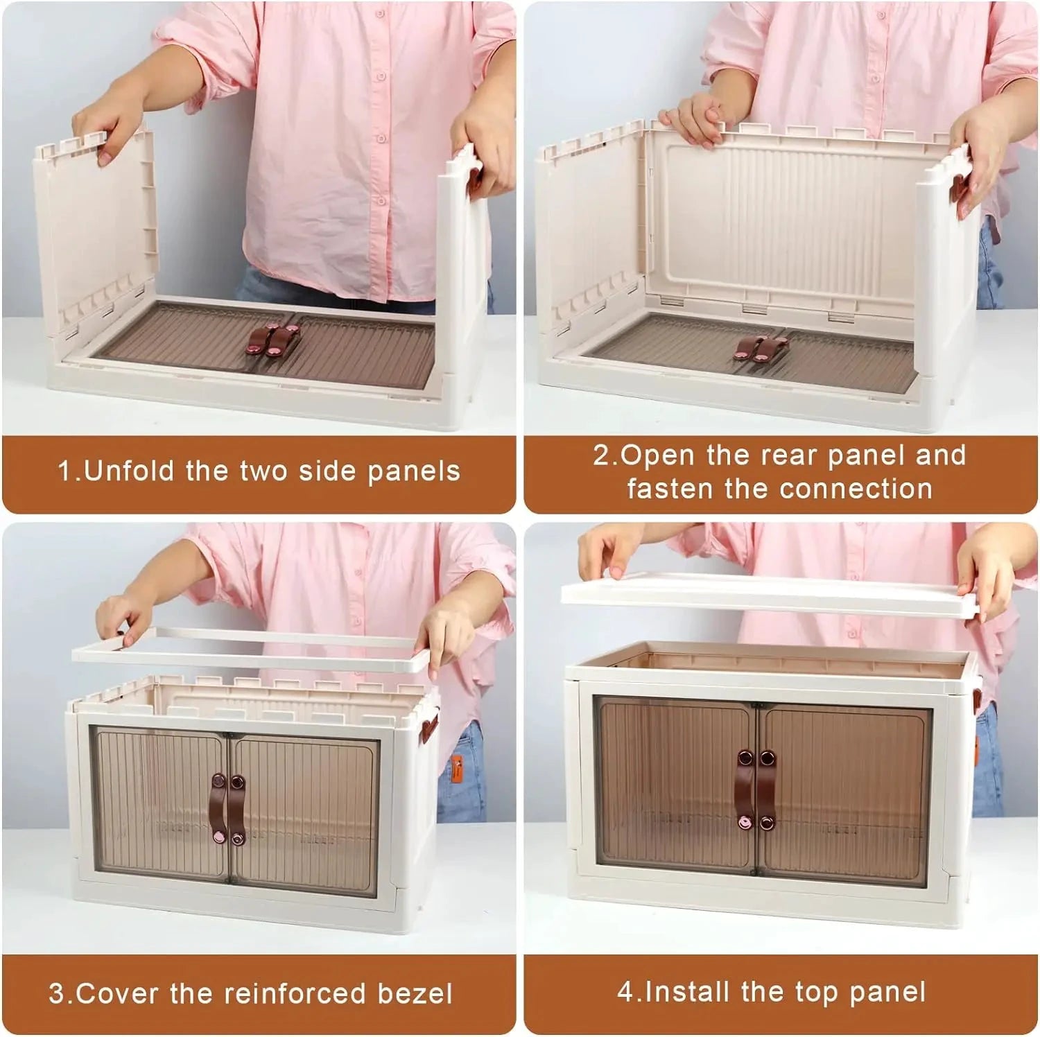NONECN 3 Tier Collapsible Storage Bins With Lids And Wheels by superior interior and more