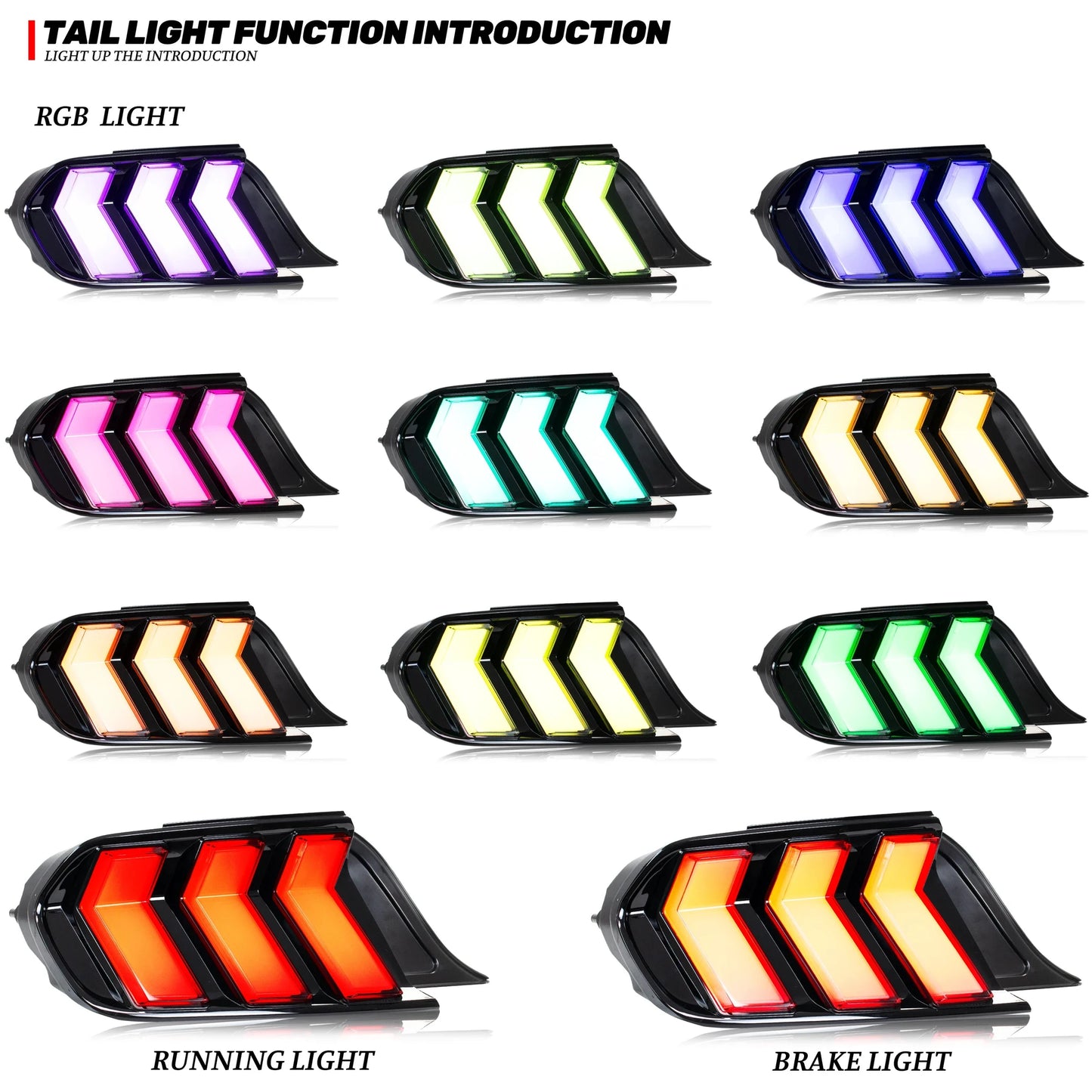 Xunder RGB Tail Lights Ford Mustang S550 Sequential Signals by superior interior and more
