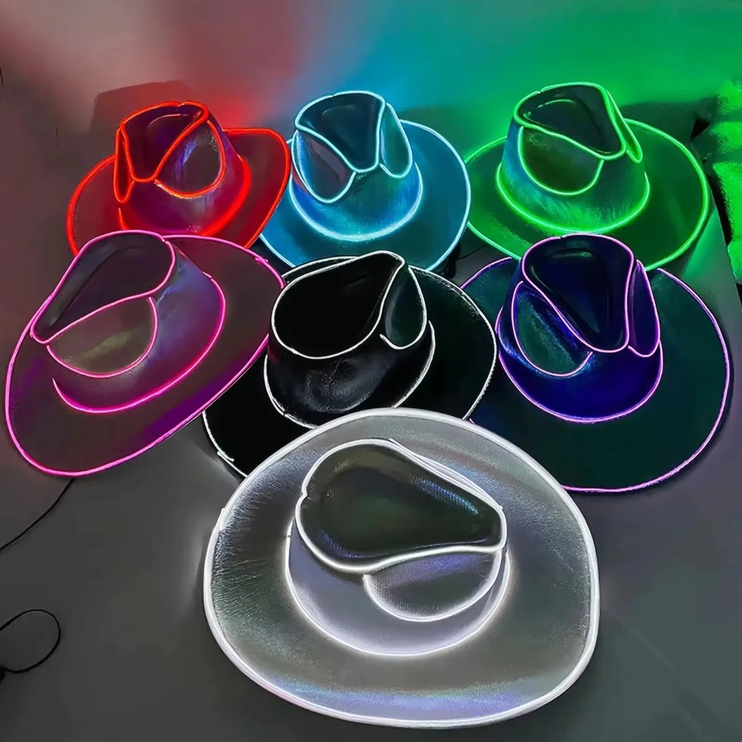LED Light Up Cowboy Cowgirl Hat For Party Dancing Fun